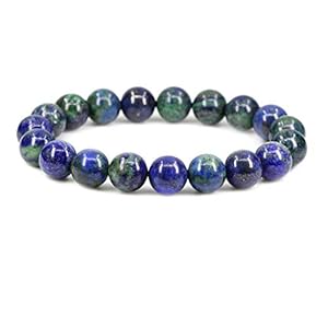 Amandastone Natural Lapis Chrysocolla Genuine Semi-Precious Gemstones Healing 10mm Beaded Stretch Bracelet 7" Unisex