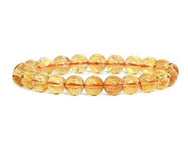 Natural Yellow Citrine Bracelet 7.5 inch Stretchy Gemstone Bracelet Chakra Gems Stones Healing Crystal Great Gifts (Unisex) GB8B-27