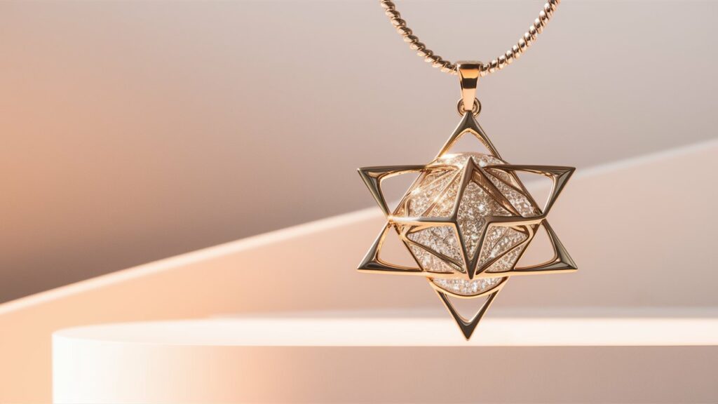 Gold star pendant with crystals