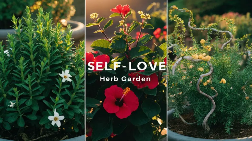 Self-Love Herb Garden with blooming flowers