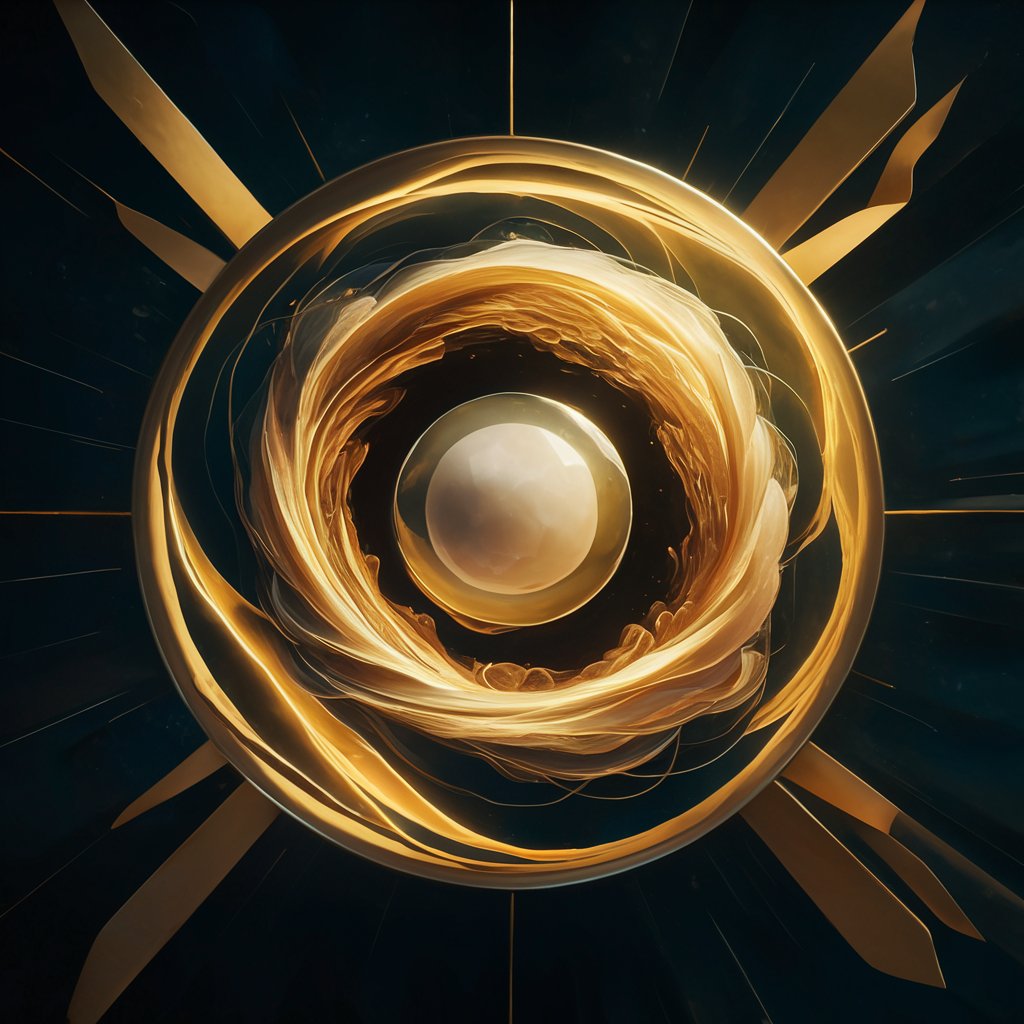 Golden swirling abstract orb design