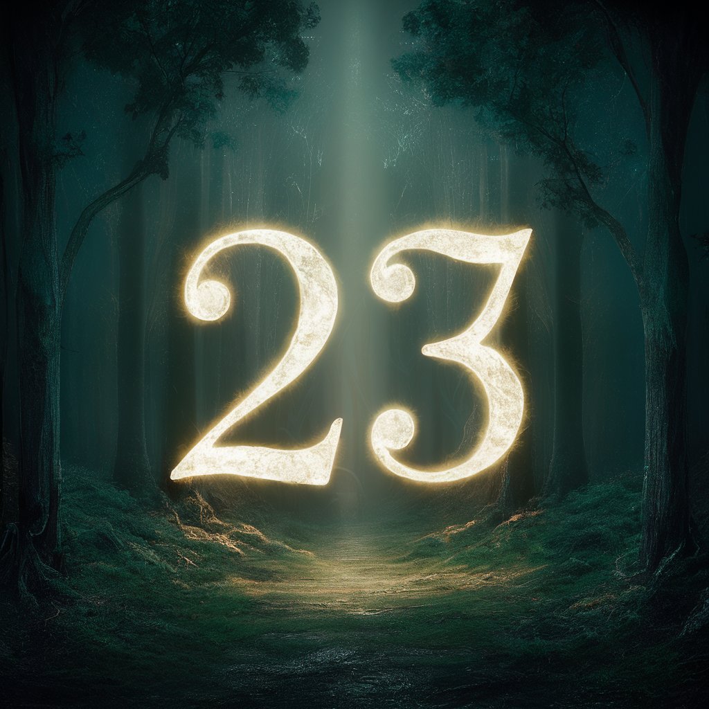 Glowing number 23 in a dark forest